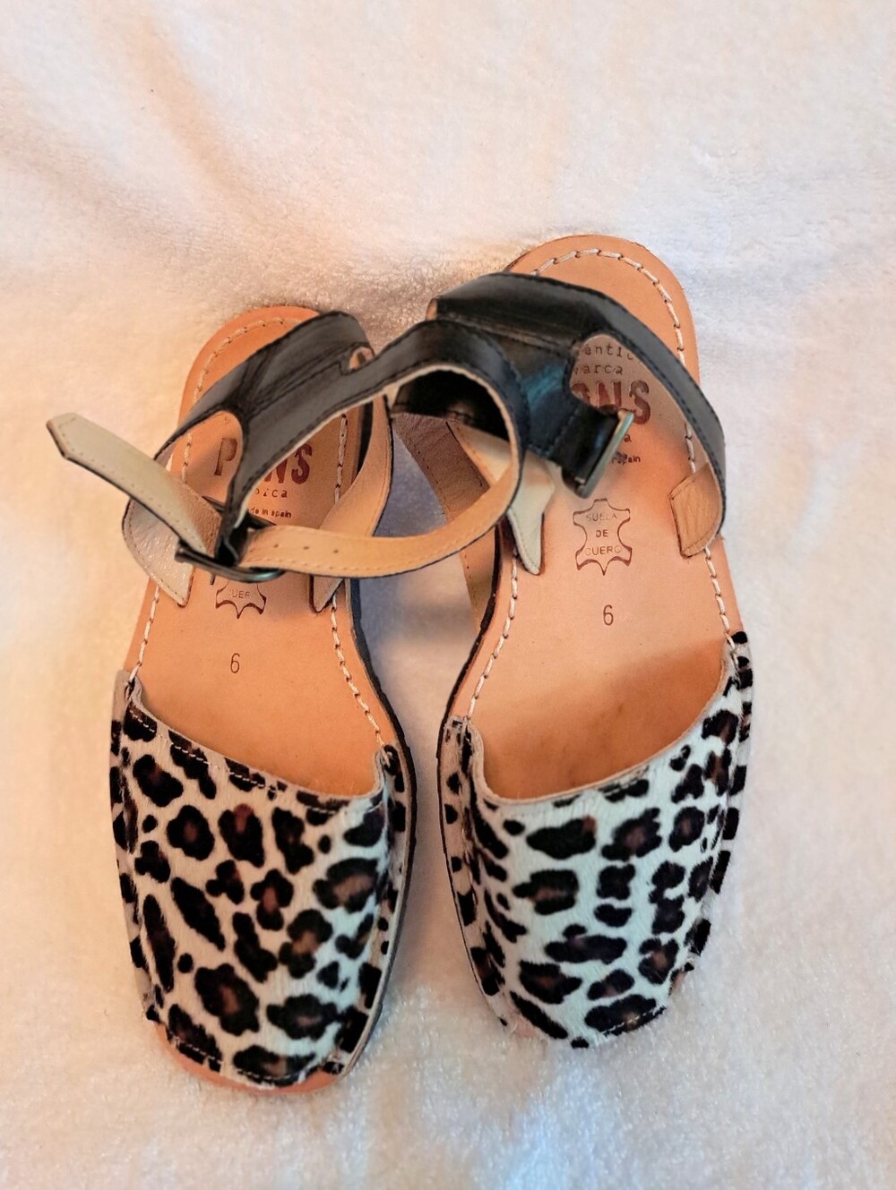NIB PONS Ankle Strap Leopard Sandals -US 6/ EU 36 - Spain